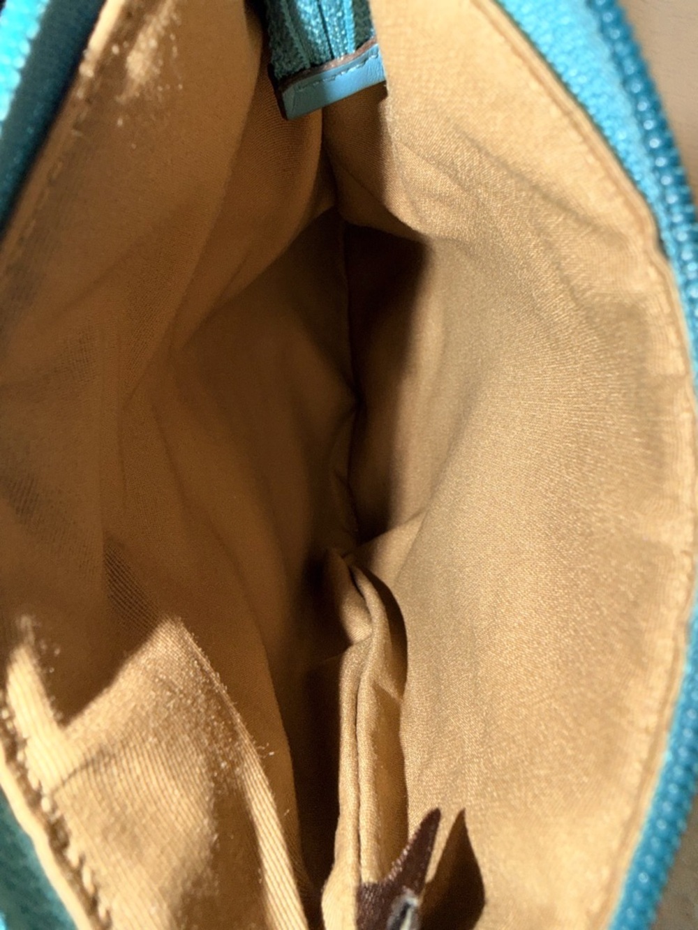 Coach Tan Signature Crossbody with Blue Leather Accents - Picture 4 of 8